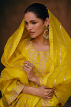 Yellow silk dhoti style suit