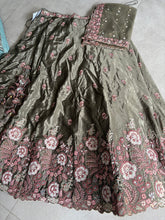 Olive Green Embroidered Floral Lehenga