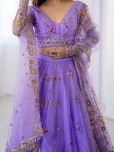 Light purple floral and sequins net Lehenga