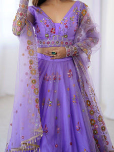 Light purple floral and sequins net Lehenga