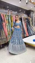 Persian blue thread work Lehenga
