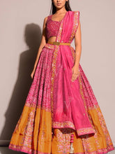 Pink and orange bandhani look Lehenga