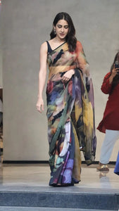 Sara Ali Khan inspired sequins organza colourful saree