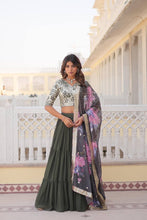 Mehendi green flaired Lehenga and stylish