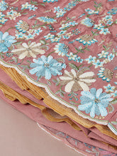 Coral Georgette Sequins with Heavy Zarkan Embroidery