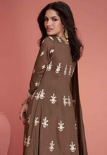 Embroidered Art Silk salwaar Suit in brown