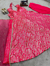 Pink viscose jacquard anarkali