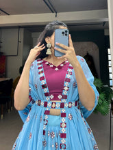 Sky sequins and mirror work Lehenga