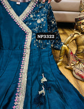Niks collection - blue angrakha silk gown (plus size option)
