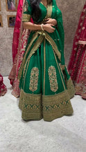 Green and gold malbari silk Lehenga
