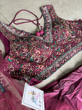 Deep wine floral organza Lehenga