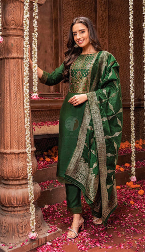 Viscose salwaar kameez with jacquard dupatta - readymade