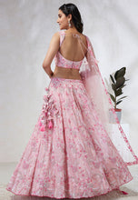 Pink and silver georgette Lehenga