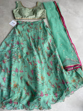 Sea green Organza silk readymade Lehenga (elbow length sleeves attached)