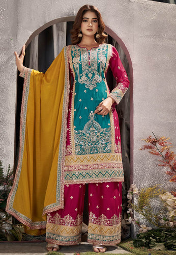Teal palazzo suit