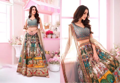Boutique collection - vibrant peacock stone work Lehenga
