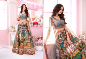 Boutique collection - vibrant peacock stone work Lehenga