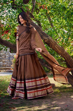 Pure chanderi and zari Lehenga in brown (skirt stitched)