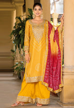 Yellow chinon palazzo suit bandhani print (plus size too up to 48”) (gurudwara wedding)