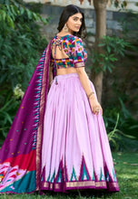 Tussar silk tilakavati Lehenga in lavender