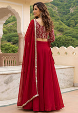 Red Georgette flowy and simply Lehenga