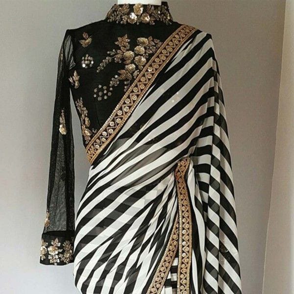 Black and white weightless saree