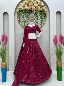 Partywear royal fuchsia sequins Lehenga