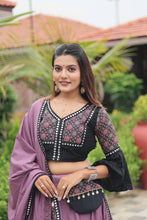 Peanut pink and black flute Chaniya Choli (free hand purse)