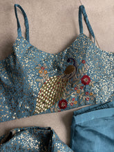 Cyan Blue peacock palazzo set