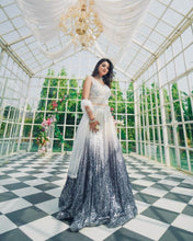 White and blue ombre Lehenga