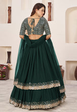 Green double layered georgette Lehenga