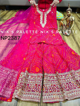Niks collection - 3 piece bandhani suit in rani pink