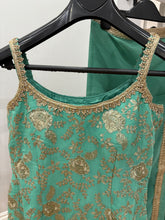 Sea green sharara with gold floral detailing
