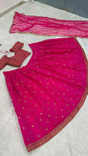 Pink and gold silk lehenga