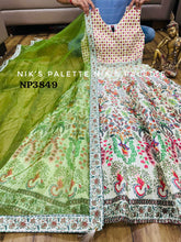 Ivory and lime green silk gown