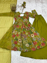 Mehendi green Roman silk kediya style palazzo