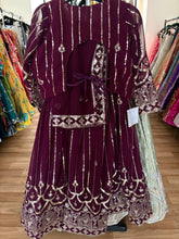 Plum and gold embroidered partywear readymade Lehenga (plus size)