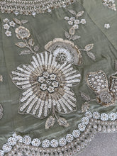 Pista Green Embroidered tissue fabric Lehenga