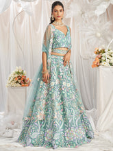 Sea green - multi colour pastel sequins Lehenga