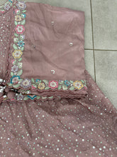 Pink rosegold chiffon sequinned Lehenga