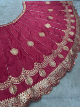 Red and gold drop silk lehenga (comes with 2 dupattas)