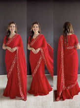 Viral saree gown in red