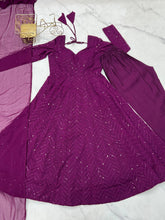 Wine kali pattern sequinned anarkali