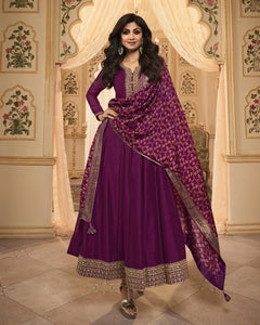 Shilpa Bhagalpuri silk anarkali and dupatta - readymade