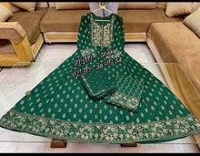 Bottle green rayon salwaar kameez readymade (up to 54 inches)