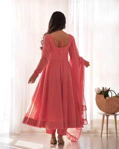 Peach Kali pattern sequinned anarkali