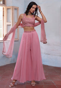 Pink georgette palazzo readymade