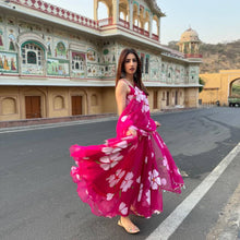 Pink strappy floral salwaar kameez