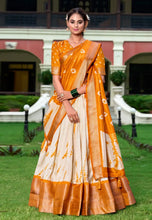 Dola silk shibori print mustard Lehenga