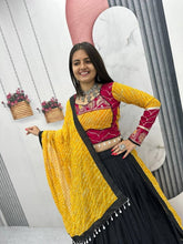 Mustard and black readymade lehenga